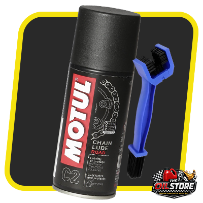 Motul C2 Chain Lube 400ml + FREE Chain Brush Combo | Premium Motorcycle Chain Care Kit by the oil store