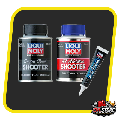 Liqui Moly Motorbike Additive Combo — 4T Shooter 80ml + Engine Flush 80ml + MoS₂ Shooter 20ml
